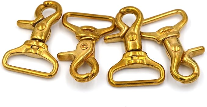 Okones Pack of 4,20mm Eye Diameter,2'' Overall Length,Finish Surface Square Solid Brass Lobster Clasps Oval Swivel Trigger Clips Hooks (3/4''2''length Square)