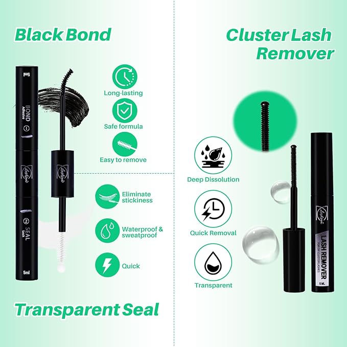 Lash Clusters Kit Wispy Eyelash Clusters Kit Lashes Clusters Kit Cluster Eyelash Extensions Lash Extension Kit+Lash Bond and Seal,Remover,Tweezers,Mascara Brush,Headband,Wristband*2(7 Boxes Kit-3)