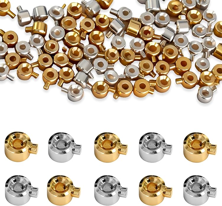 80 Pcs Gold Silver Crimp Beads For Jewelry Making - Round Spacer Beads With Stopper Function - Metal Crimp Bead Covers For Bracelet Necklace DIY Accessories