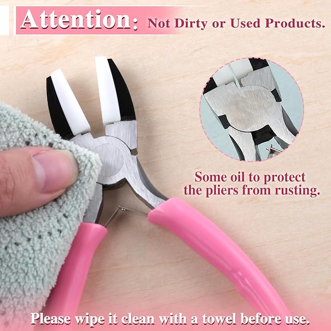 Flat Nose Pliers for Jewelry Making with 2 Replacement Tips, 5 Inch Soft Jaw Pliers with Consistent Grip, Wire Straightener for Beading, Looping, Gripping, Shaping