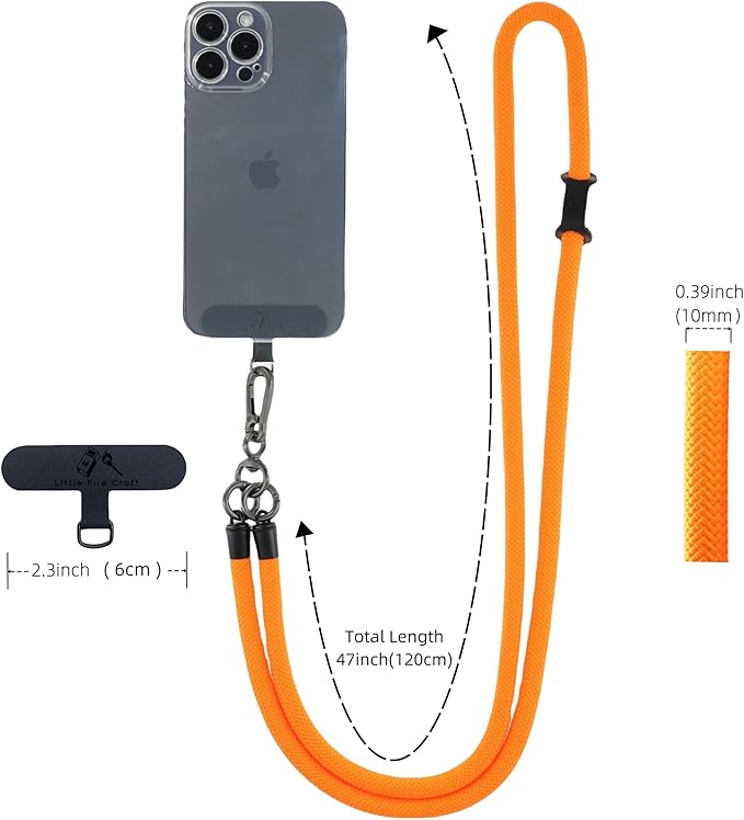 Cell Phone Lanyard Crossbody Rope Around the Neck Wrist Strap for Most Smartphone Case Headset Keychain Offices ID - Orange