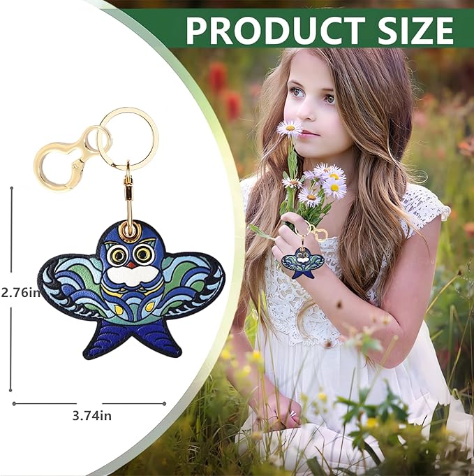 Leather Keychain Holder Case Compatible with AirTag,Cute Protective Apple Air Tag Cover with Keychain Ring,Anti-Scratch Finder GPS Tracker Case for Wallet Keys,bag,pets(Kite C)
