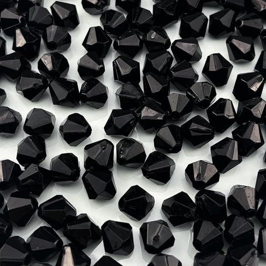100pcs 12mm Acrylic Bicone Beads Faceted Acrylic Crystal Spacer Beads for Bracelet Necklace Earring Keychain Jewelry Making Crafts(Black)