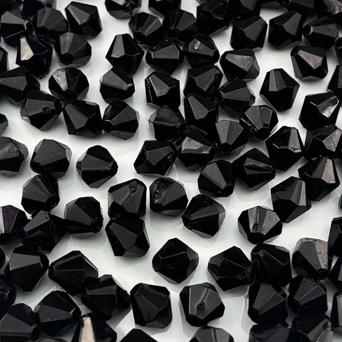 1000pcs 6mm Acrylic Bicone Beads Faceted Acrylic Crystal Spacer Beads for Bracelet Necklace Earring Keychain Jewelry Making Crafts(Black)