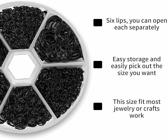 1100Pcs Open Jump Rings, Black Jump Rings Set 304 Stainless-Steel O Ring Connectors Open Ring for Bracelet Earrings Necklace Jewelry Making (4/5/6/7/8/10mm)…