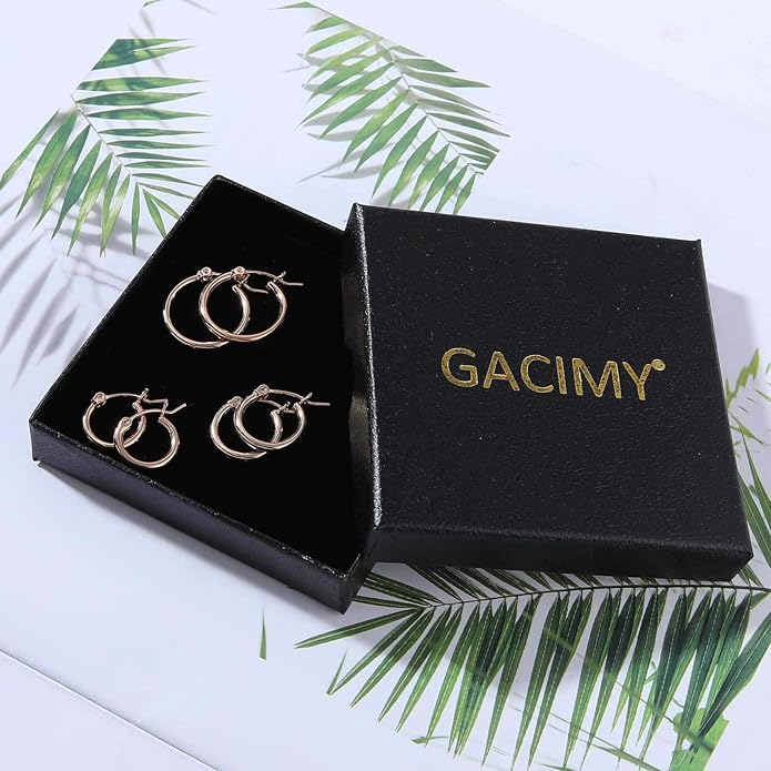 Gacimy Gold Hoop Earrings for Women 14K Real Gold Plated Hoops with 925 Sterling Silver Post