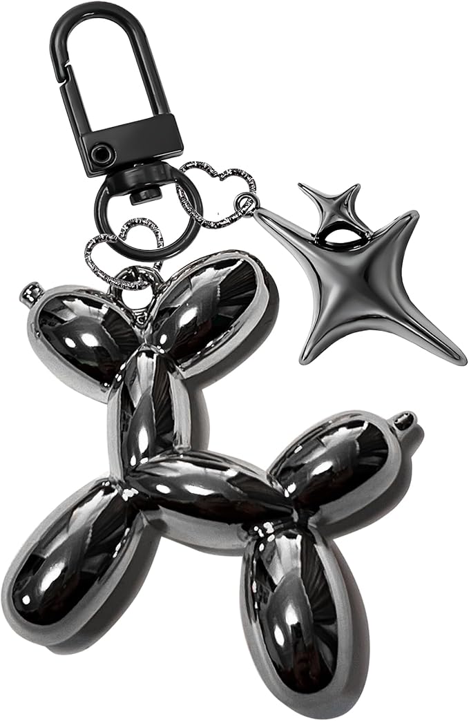 LAEKOU Cute Star Balloon Dog Keychain, Y2K Bag Charms Keychains Accessories for Women, Aesthetic Key Chain