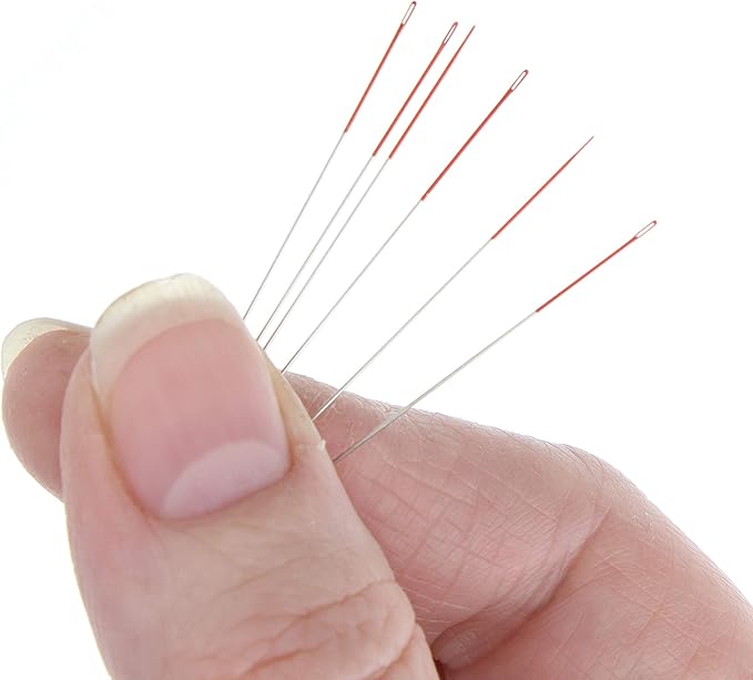 The Beadsmith ColorEYES Beading Needles, Size 12, 1 Card (6 Needles), Red Colored Tip for Easy Identification of Size, Use for Loom Weaving Bead Work, Off-Loom Stitch and Jewelry Making w/Seed Beads