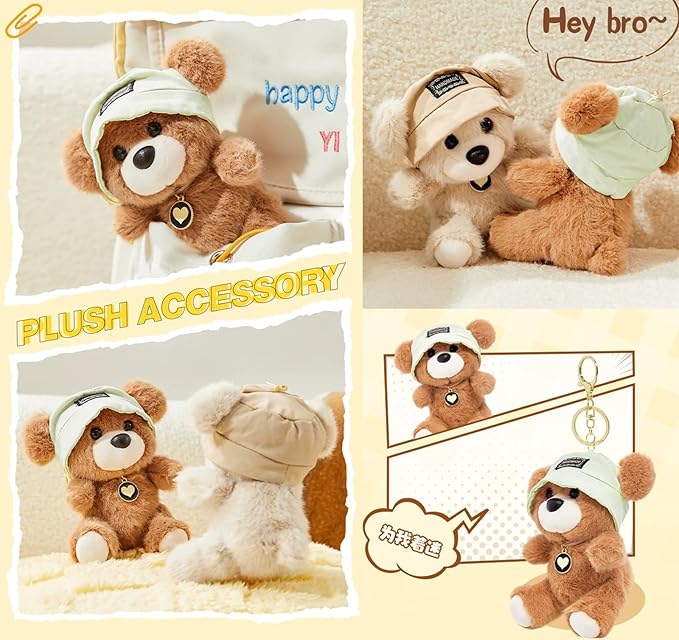 Cute Key Chain Plush Bear Bag Charm Teddy Bear Keychain Gift For Handbag,Purse, Backpack, Car Keys