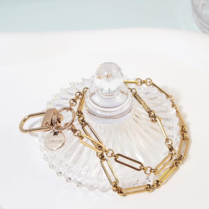 Pearl Beaded Phone Charm Wrist Strap,Cute Bracelet Wristlet Lanyard,Gold Double Chain for Phone Case,Purse Bag Wallet