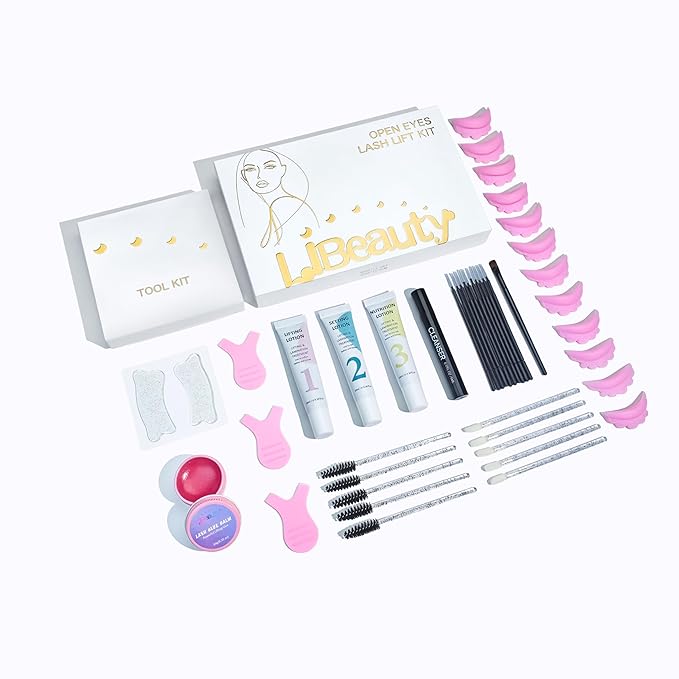 Libeauty Lash Lift Kit, Eyelash Perm with Open Eyes, Upgrade Brow Lamination and Eyelash Lifting 2-in-1 Kit, Lash Lift Glue Balm Inclueded, Easy to Use, Detailed Instruction