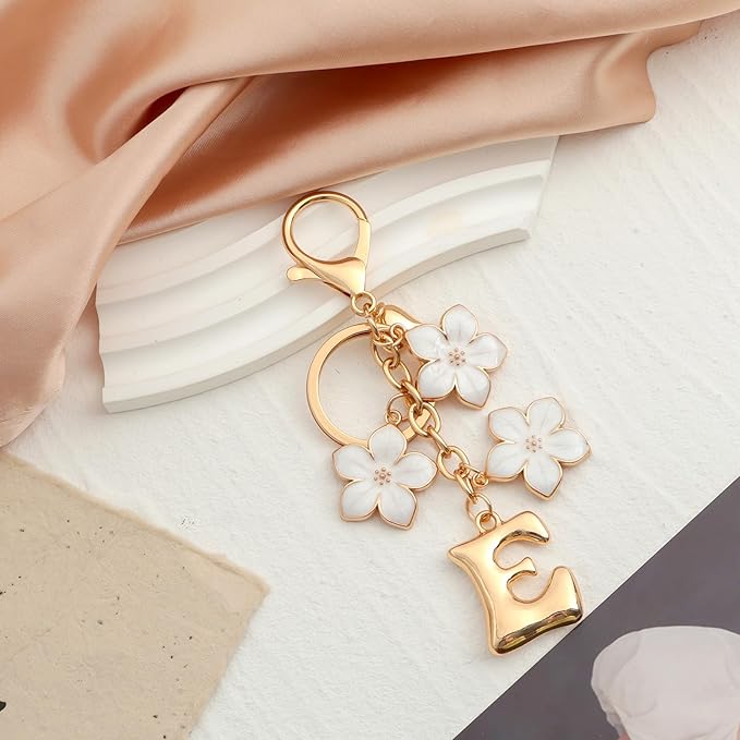 Snycler Bubble Initial Keychain Graceful Flower for bags car remote–A-Z Letter Charms for Women