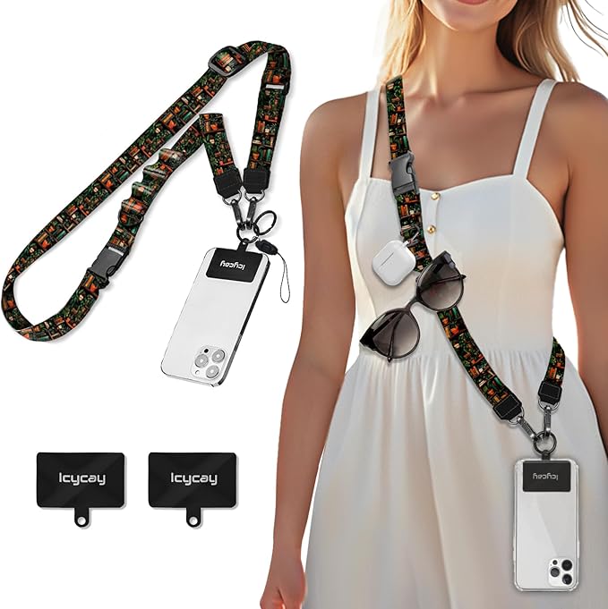 Phone Lanyard Crossbody, Plant Bookshelf Cell Phone Strap for Around The Neck Adjustable, Anti Theft Cute Lanyard for iPhone Case ID Holder Keys Accessories Travel Essential