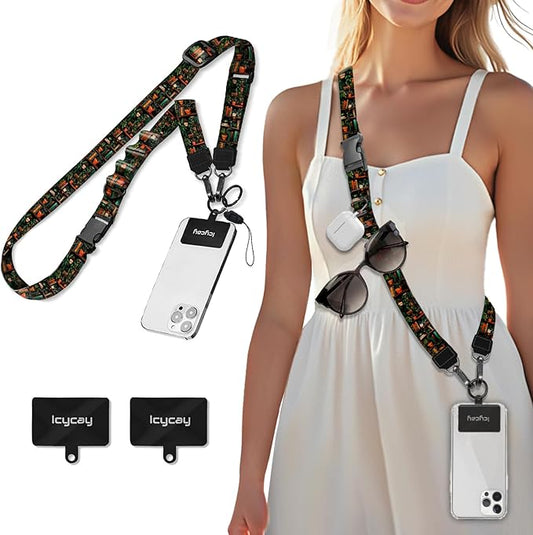 Phone Lanyard Crossbody, Plant Bookshelf Cell Phone Strap for Around The Neck Adjustable, Anti Theft Cute Lanyard for iPhone Case ID Holder Keys Accessories Travel Essential