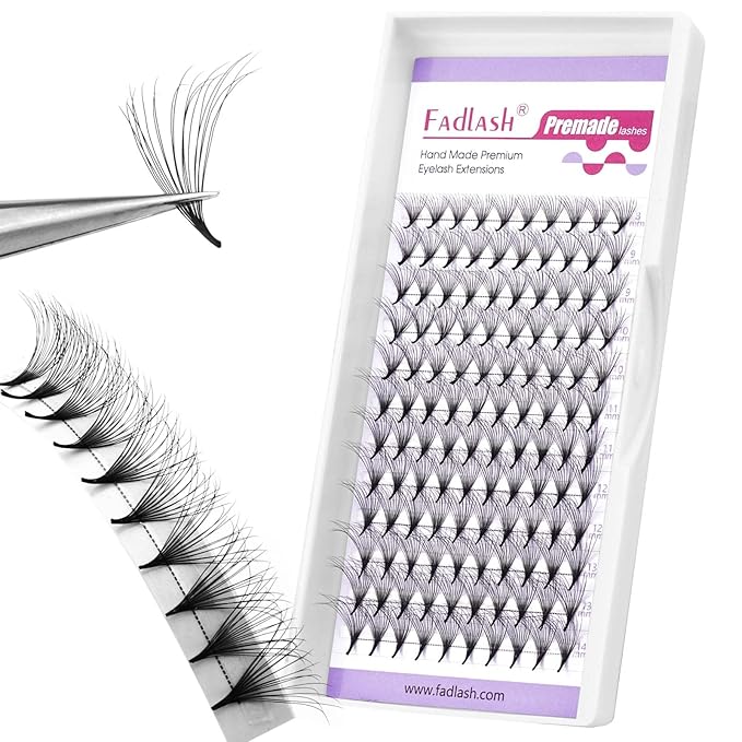 FADLASH Premade Lash Fans Double Layers Fluffy Premade Fans Eyelash Extensions 0.07 Thickness D Curl 10D Volume Lashes Premade Easy Fan Lashes (10D-0.07-D, 8-14mm Mix)