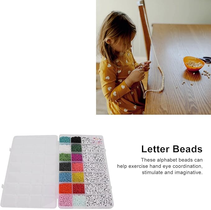 plplaaoo Letter Beads Alphabet Beads Plastic Beads Craft Beads 6303PCS DIY Jewelry Making Kit with Storage Box for Necklace Bracelet Hand Eye Coordination Kids Adults Gift