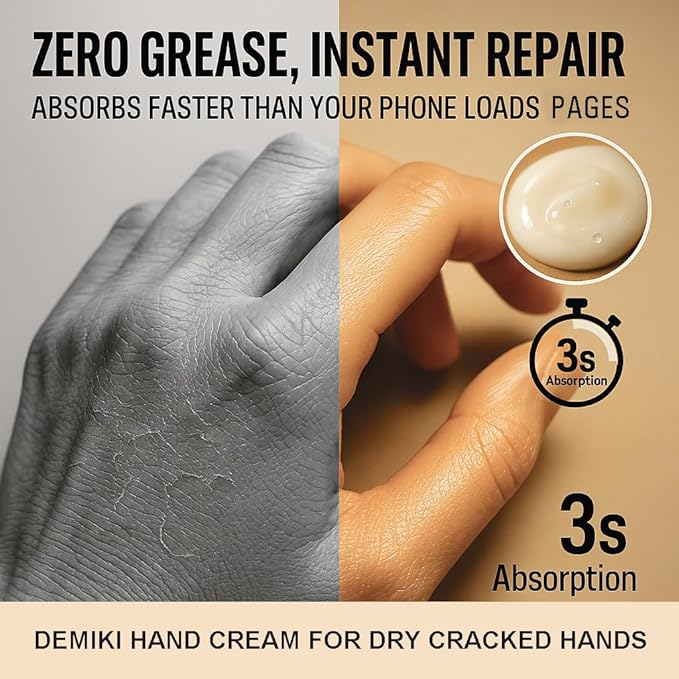 DEMIKI Shea Butter Hand Cream for Dry Cracked Hands,Japanese Skin Care Hand Lotion with Shea Butter, Coconut Oil, Hand Cream for Women,Travel Essentials,Travel Size 2pcs/50gx2/1.7fl.ozx2