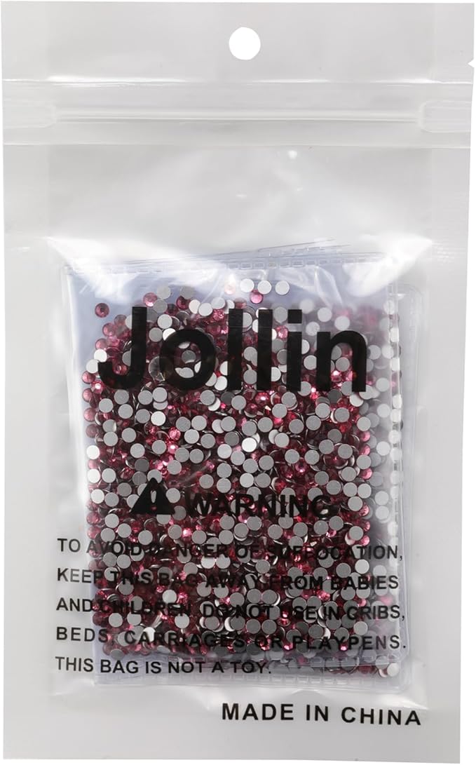 Jollin Glue Fix Crystal Flatback Rhinestones Glass Diamantes Gems for Nail Art Crafts Decorations Clothes Shoes(ss10 2880pcs, Rose)