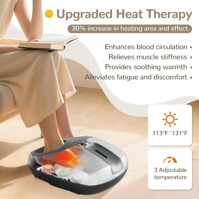 Howdy Shiatsu Foot Massager with Heat and Cold, 2026 Upgraded Adjustable Intensity & 30% Larger Heat Area, Relief for Plantar Fasciitis Neuropathy, Remote Control, Fits Size 13, Gift for Women Men