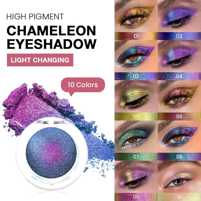 evpct Dark Blue Purple Duochrome Eyeshadow Palette Makeup, Metallic Chameleon Duo Chrome Multichrome Gothic festival Single Eye shadow Palette Makeup for Older Women, Face Glitter Eyeshadow Liquid