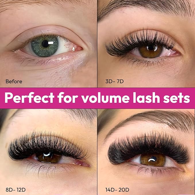 Eyesy Lash 500 Promade Fans - Volume Premade Lash Fans for Eyelash Extensions Pointy Base Handmade Loose Pre Made Eyelashes Middle Stem Soft and Lightweight (5D 0.07 D 9mm)