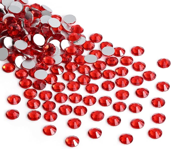 Jollin Glue Fix Flatback Rhinestones Glass Diamantes Gems for Nail Art Crafts Decorations Clothes Shoes(SS40 144pcs, Siam)
