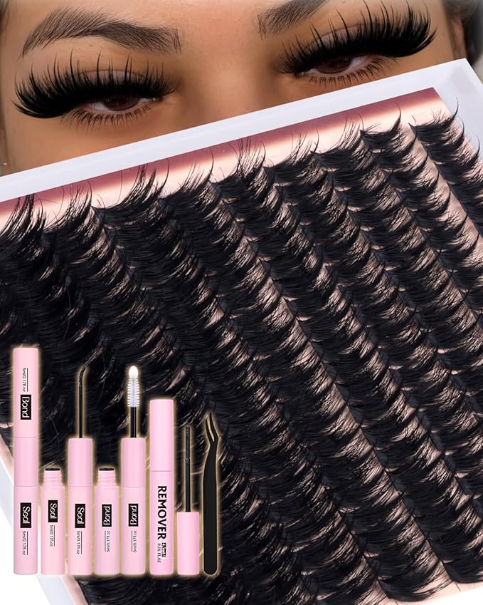 Eefofnn Manga Lash Clusters Kit Fluffy Eyelash Clusters 12-20mm Long Volume Individual Lashes Spiky D Curly Cluster Lashes Spikes Anime Thick Fairy Lash Extensions Lash Bond and Seal and Remover Kit