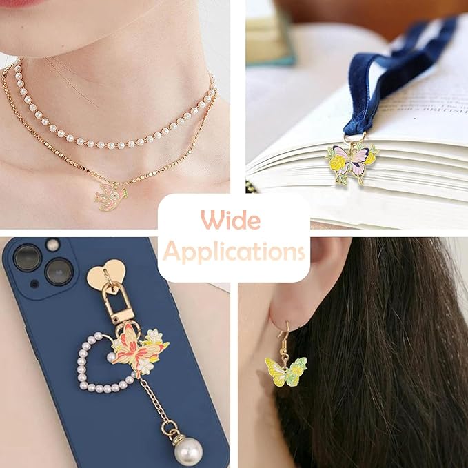 Stiesy 18 Pcs 9 Styles Alloy Enamel Animal Charms Pendants Swallow & Butterfly Jewelry Charm Bulk for Bracelets Necklace Earring Jewelry Making Craft