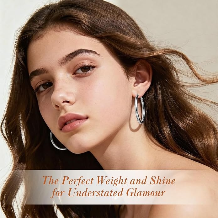8 Pairs Gold Silver Hoop Earrings for Women, Hypoallergenic Stainless Steel Two Tone hoop earrings set, Lightweight Earrings Hoops for Women 4 Sizes (30/40/50/60mm)