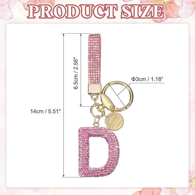PATIKIL Initial Letter Keychain, Cute Sparkly Rhinestone Key Chain Alphabet Charm for Car Keys Handbags Purse