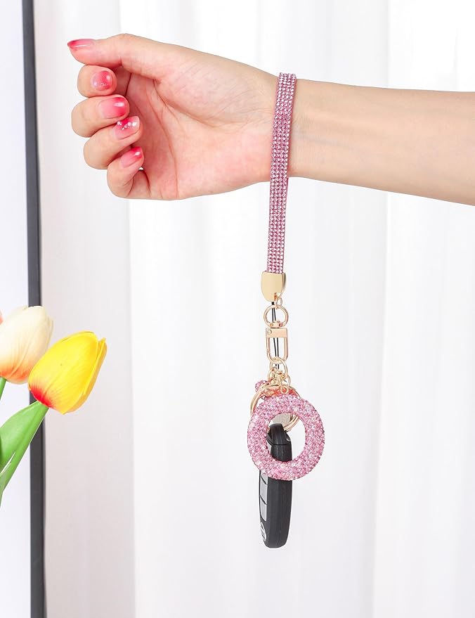 Initial Keychain for Women Girls,Bling Letter Key chain Initial with Heart,Pink Keychain Charms for Backpack Handbag