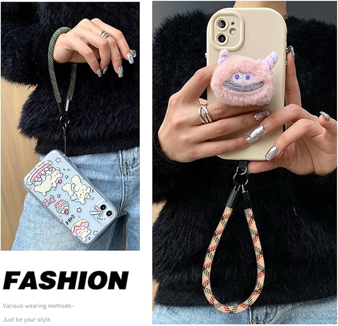 Boho Macrame Phone Wrist Strap, Cell Phone Lanyard with Tether Tab, Keychain Wristlet Charm, Anti-Loss Phone Chain