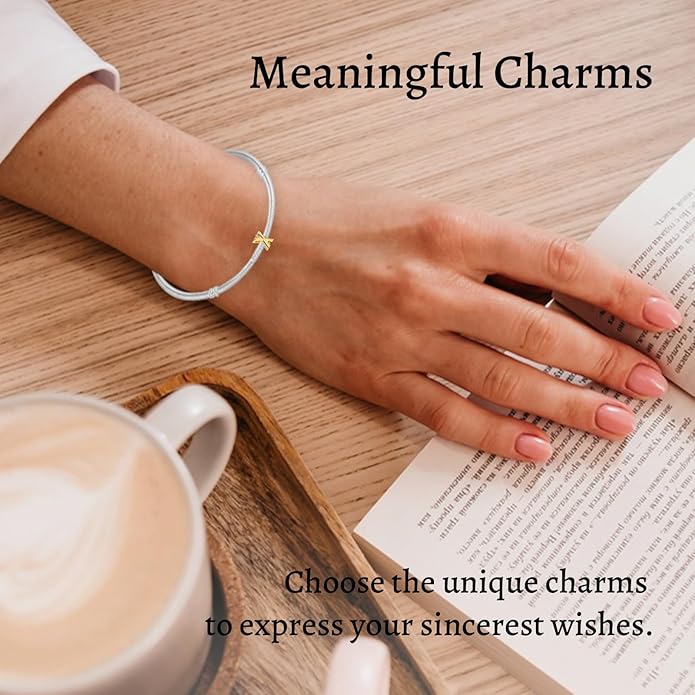 S925 A-Z 14K Gold Plated Initial Letter Alphabet Charms for Pandora Bracelets and Necklaces Women, Gifts for Couple Family Friend on Birthday Anniversary Christmas Mothers Valentine's Day Grad