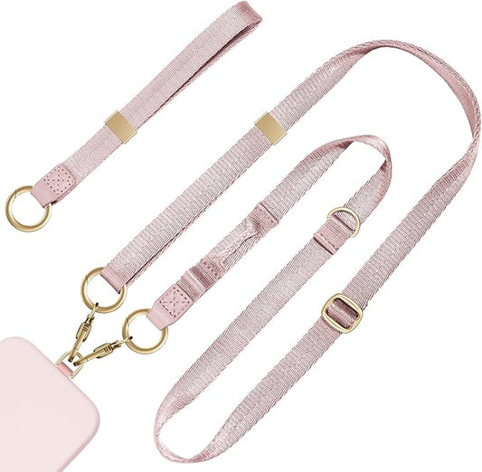 Phone Lanyard 2 in 1, Anti Theft Phone Strap Crossbody for Women, Adjustable Phone Wrist Strap