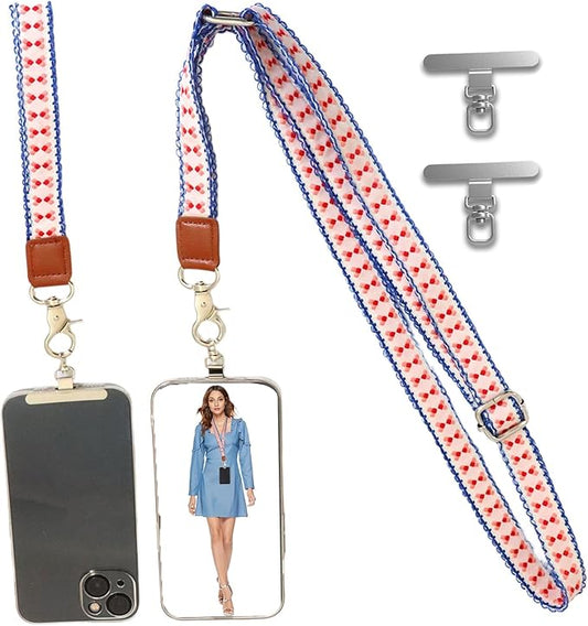 LEMEDE Wrist Keychain and Adjustable Phone Lanyard, Silver Hook Phone Crossbody Strap with 360° Rotating Phone Pads
