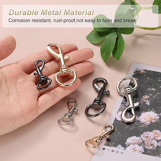 PATIKIL Swivel Eye Bolt Snap Hook 8pcs Single Ended Flag Bolt Snap Clips Metal Hook Trigger Clips for Key Chain Diving Pet Leash Clothes Line, Black