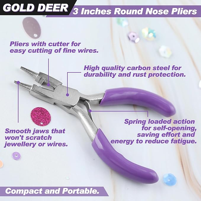 3 Inches Round Nose Pliers With Cutter Wire Looping Pliers Micro Round Pliers With Spring Mini Jewelry Pliers Jewelry Making Tools For Jewelry Repair Wire Wrapping Beading Wire Cutting