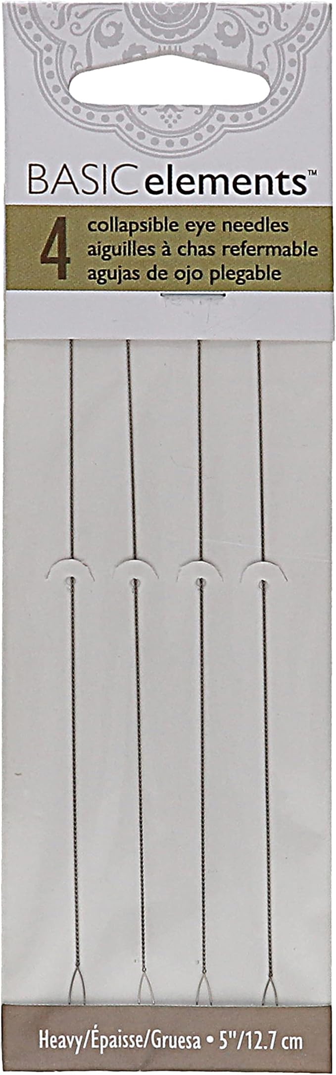 The Beadsmith Basic Elements Collapsible Eye Needles – 5 Inch Long – Flexible Twisted Wire – Large Eye, Easy to Thread – 4 Heavy Needles