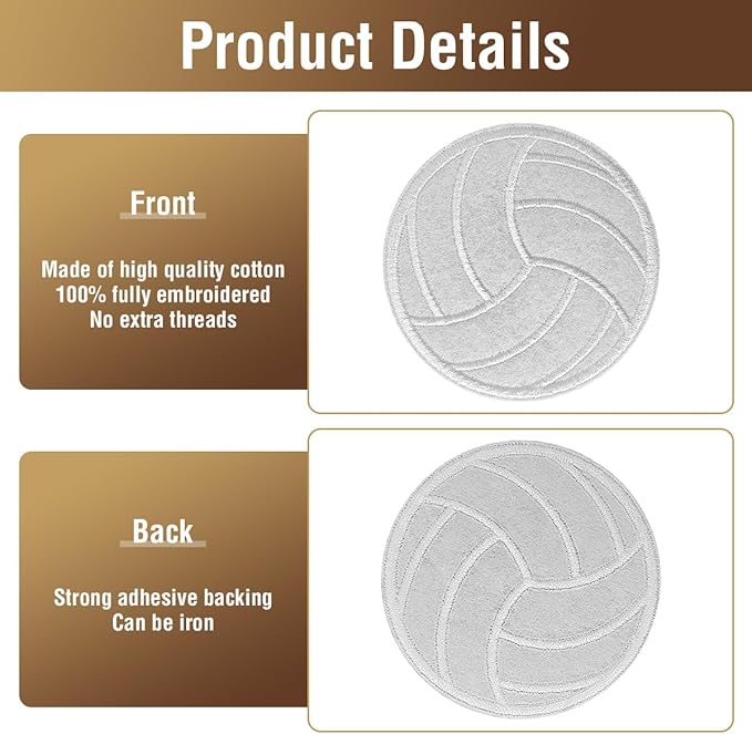 WILDREEDS 12pcs Iron on Volleyball Patches, Embroidered Appliques Patch for Sport Cap Shirts Jackets Hats Jeans Shoes Bags-2.5 Inch