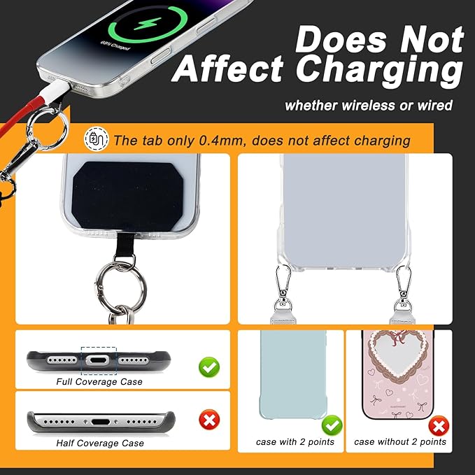 Cell Phone Lanyard with Detachable Phone Wrist Strap 3 in 1 Anti Theft Adjustable Crossbody Phone Strap Around the Neck, for Keys, ID Badges, Compatible with iPhone, Vacation Essentials, Black