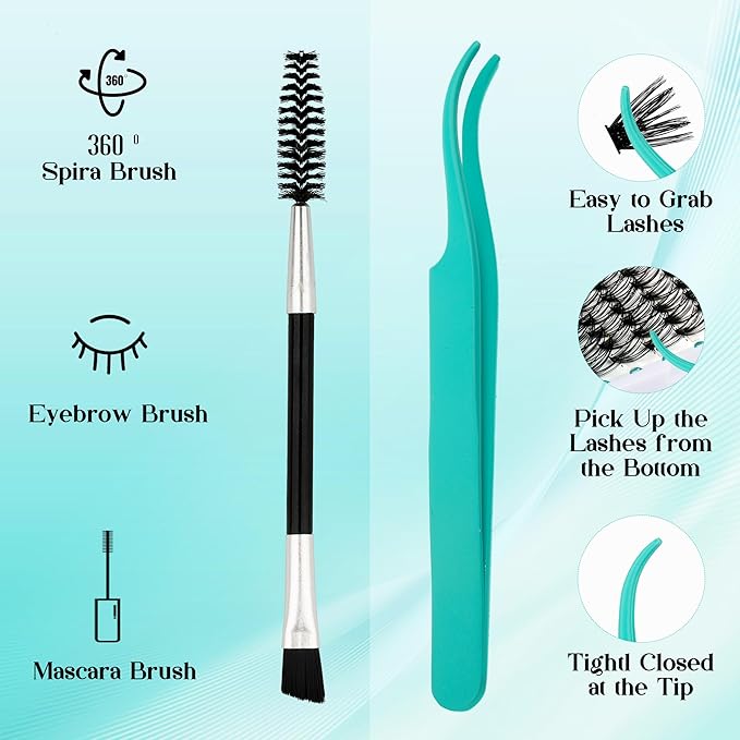 GEMERRY Fluffy Lash Extension Kit Thick Lash Clusters Kit Eyelash Clusters 280Pcs D Curl Eyelash Extension Kit With Lash Bond and Seal, Lash Tweezers, DIY Lash Extension(100P-10-18mm)