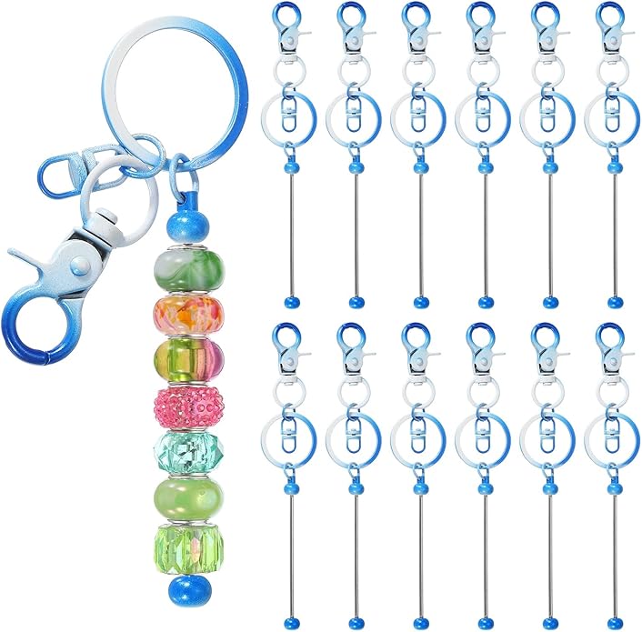 uxcell Beadable Keychain, Keychain Making Supplies, Blank Bead Metal Chain Bars for DIY Crafts Jewelry Making Gift