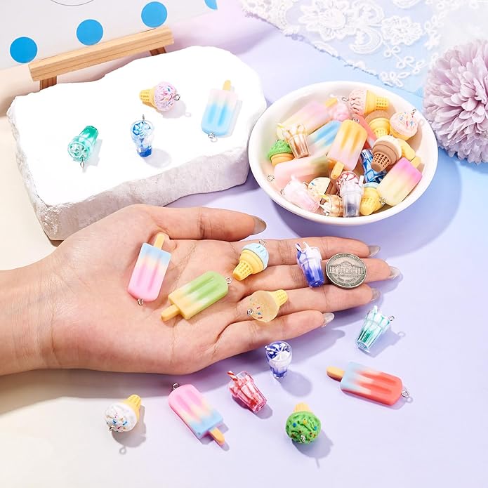 Craftdady Resin Plastic Miniature Food Snack Pendants Charms Ice Drink Juice Pendants Cute Bottle Fruit Keychain Charms Hang Ornament for DIY Craft Earring Bracelet Necklace Jewelry Making