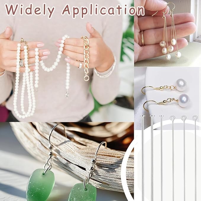 600Pcs 2 Inch Flat Head Pins Eye Pins Mix Jewelry Findings Metal End Headpins for Craft Earring Bracelet Necklace Pendant Supplies(Sliver)