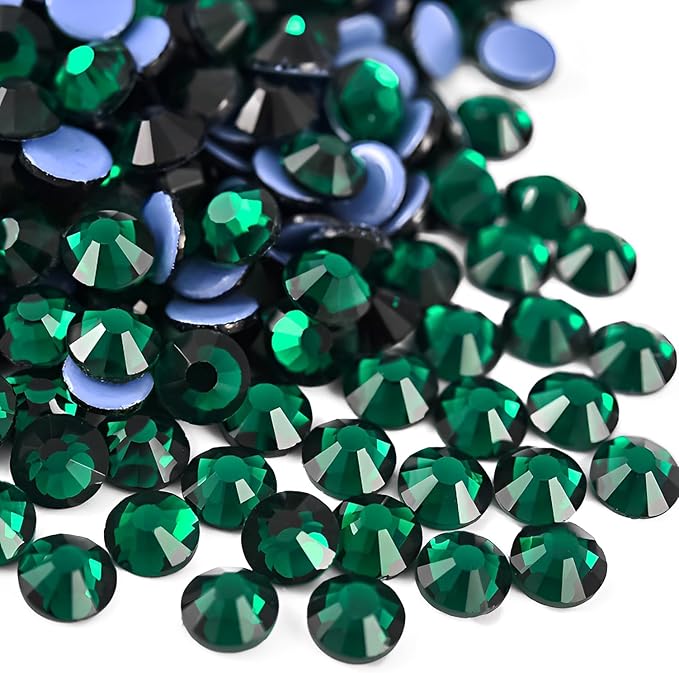 Hot Fix Crystal Flatback Rhinestones Glass Diamantes Gems 4.8mm(20ss 1440pcs, Dark Green)
