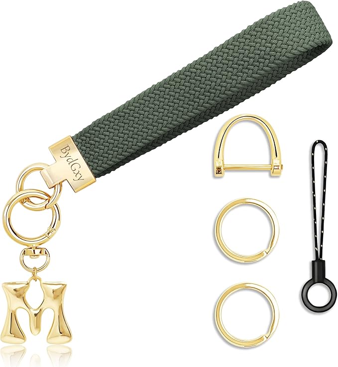 Stretchy Wristlet Initial Keychain, Key Chains Women Cute with Keyring, Llaveros para Mujer, Car Key Accessories