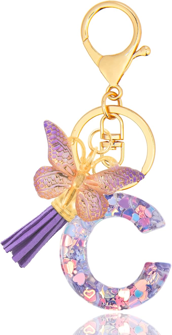 Alphabet Initial Letter Keychain Cute Heart Resin - Letter Keychain for Backpack Charms - Initial Keychains for Women