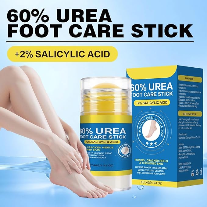 nvyue 60% Urea Cream Stick Plus 2% Salicylic Acid,Foot Cream Moisturizer for Dry Cracked Feet, Knees, Elbows, Hands, Moisturizes and Hydrates,1.41 oz