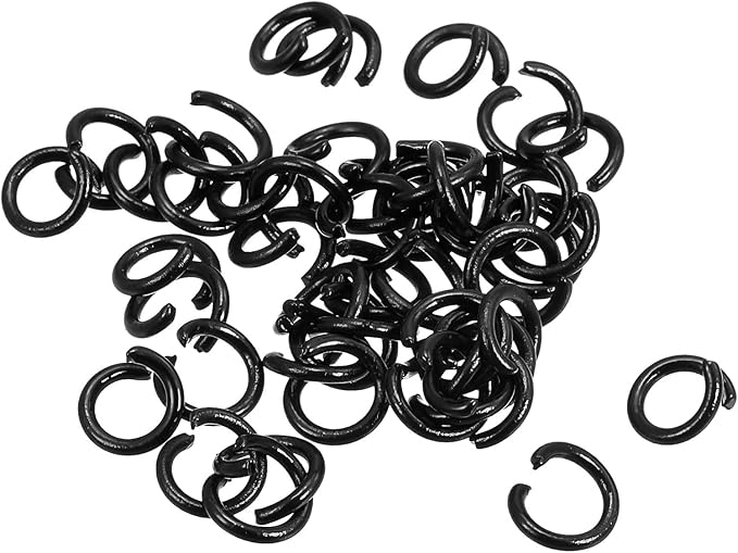 uxcell Open Jump Rings, 10mm Colorful O-Ring Connectors for DIY Crafts Jewelry Making, Carbon Steel, Black, 100Pcs