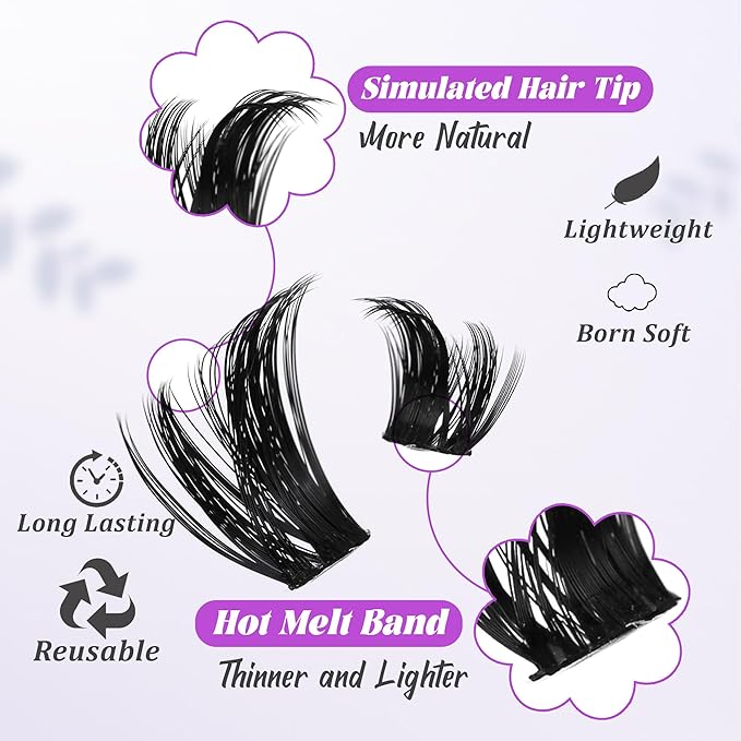 Himirell Lash Clusters Spiky Eyelash Extensions Wispy Individual Lashes Manga Eyelash Individuals 168 Pcs CC-Curly Cluster Eyelash Extensions 8-16MM Mixed DIY Lash Extensions